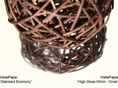simsa MetalPaper High Gloss Mirror und Standard im Vergleich in Bezug auf Schärfe der Bildwiederspiegelung