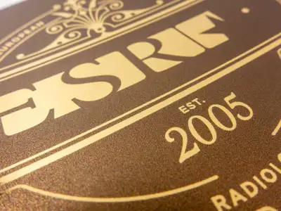 Award printed on simsa MetalPaper Gold cardboard detail view