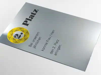 Certificate printed on simsa Metalpaper Silver