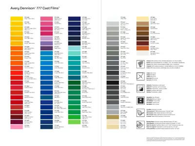 Große Auswahl an erhältlichen Buntfarben für Klebeschriften und Klebelogos (Folienschnitt)