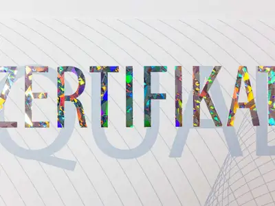 Quality certificate with hologram effect