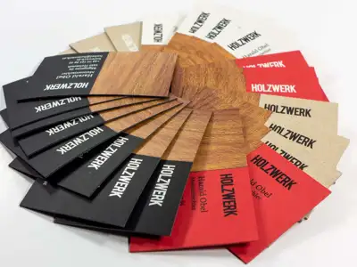 Business cards made of 1-3mm thick cardboard, grey, white and coloured