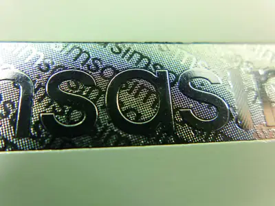 Textured foil embossing Microtexts silver metallic