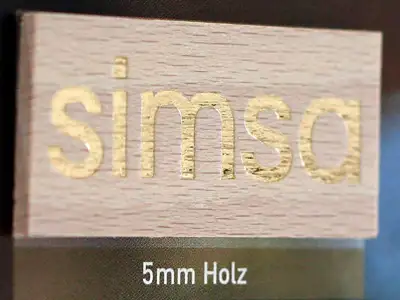 Hot foil stamping metallic gold on 5mm thick wooden board