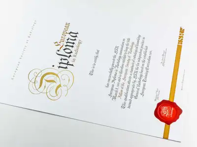 Diploma with gold plating