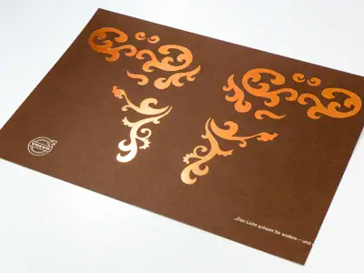 Hot foil stamping orange metallic on uncoated paper