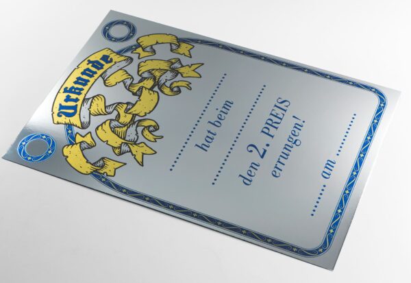 Urkunde aus Silberkarton glänzend Metalpaper