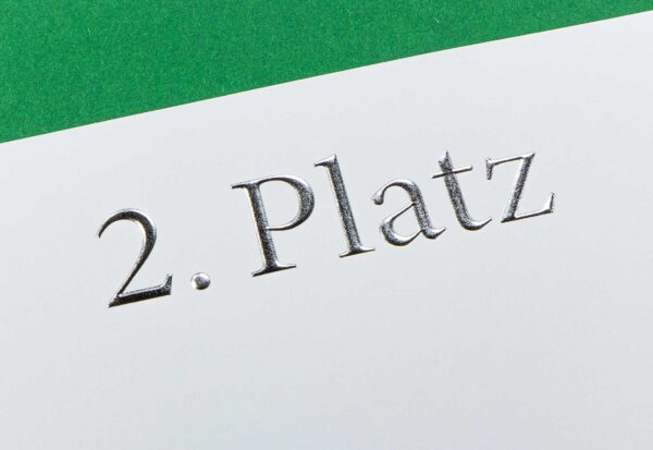 Urkundenvordruck 2. Platz Silber Reliefprägung Detailansicht
