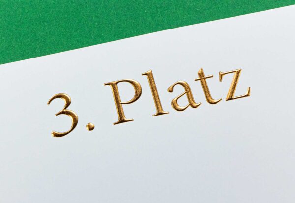 Urkundenvordruck 3. Platz Bronze Reliefprägung Detailansicht